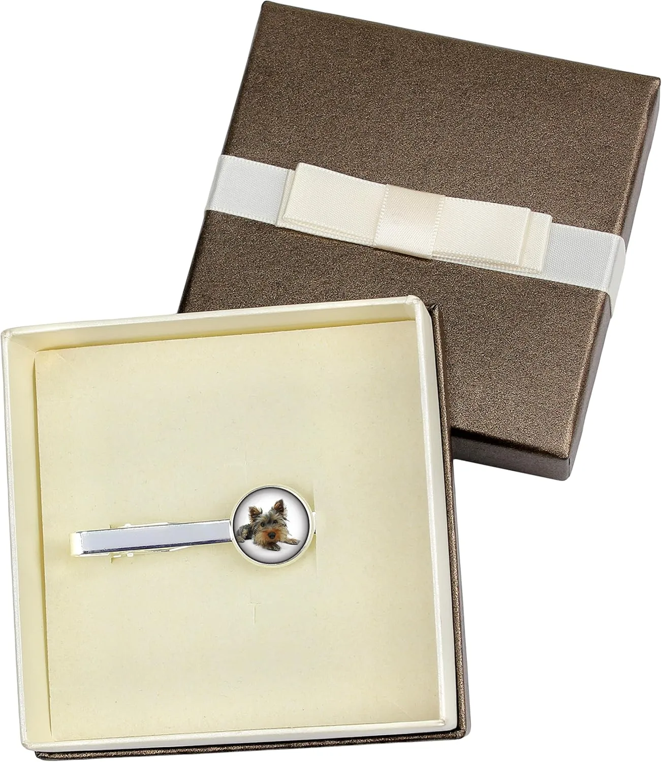 tie clip with dog photo in an elegant box | Handmade | Anti-allergic nickel-free pendant | Photo diameter 16mm