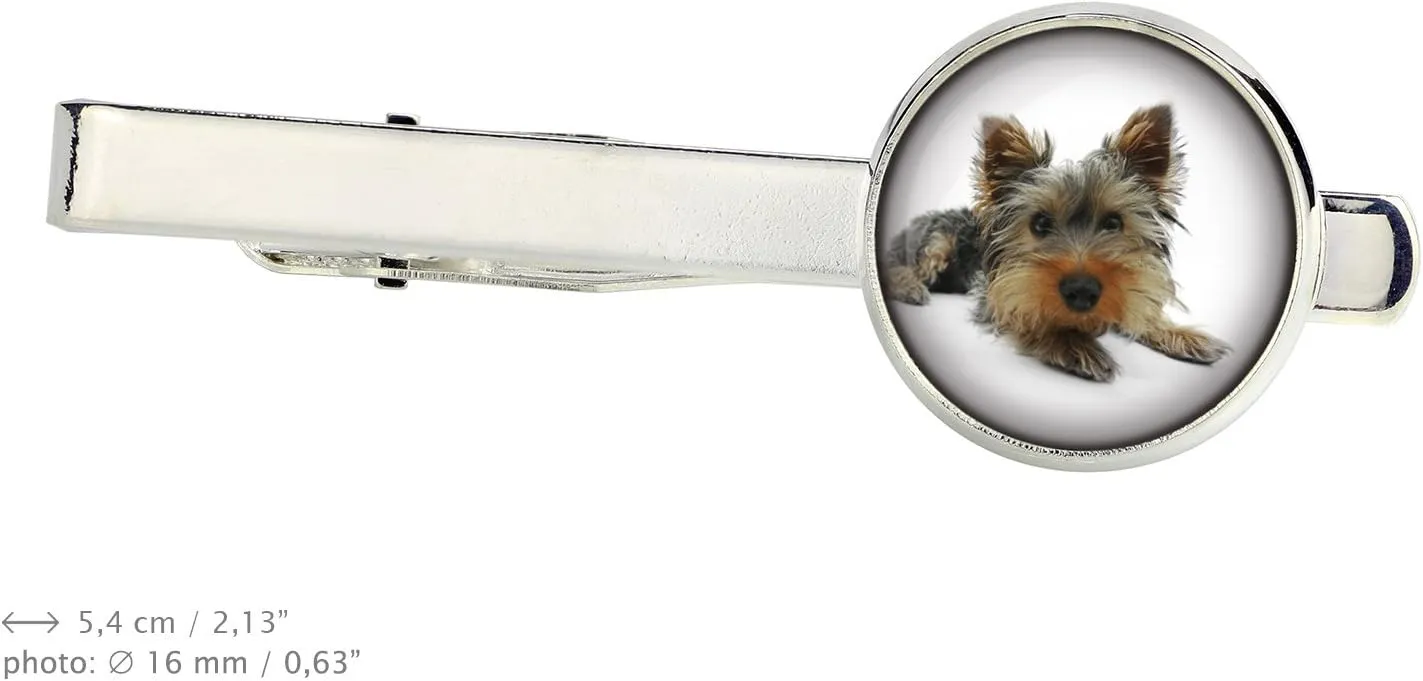 tie clip with dog photo in an elegant box | Handmade | Anti-allergic nickel-free pendant | Photo diameter 16mm