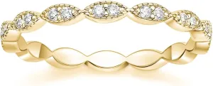 TIGRADE Eternity Ring Oval Milgrain Cubic Zirconia Anniversary Stacking Ring CZ Wedding Band for Women Size 3-13