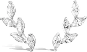 TIGRADE Stud Earrings Marquise Cubic Zirconia Rhinestone Crawler Style Wedding Earrings 925 Sterling Silver Post Hypoallergenic for Women, Brides, Bridesmaid