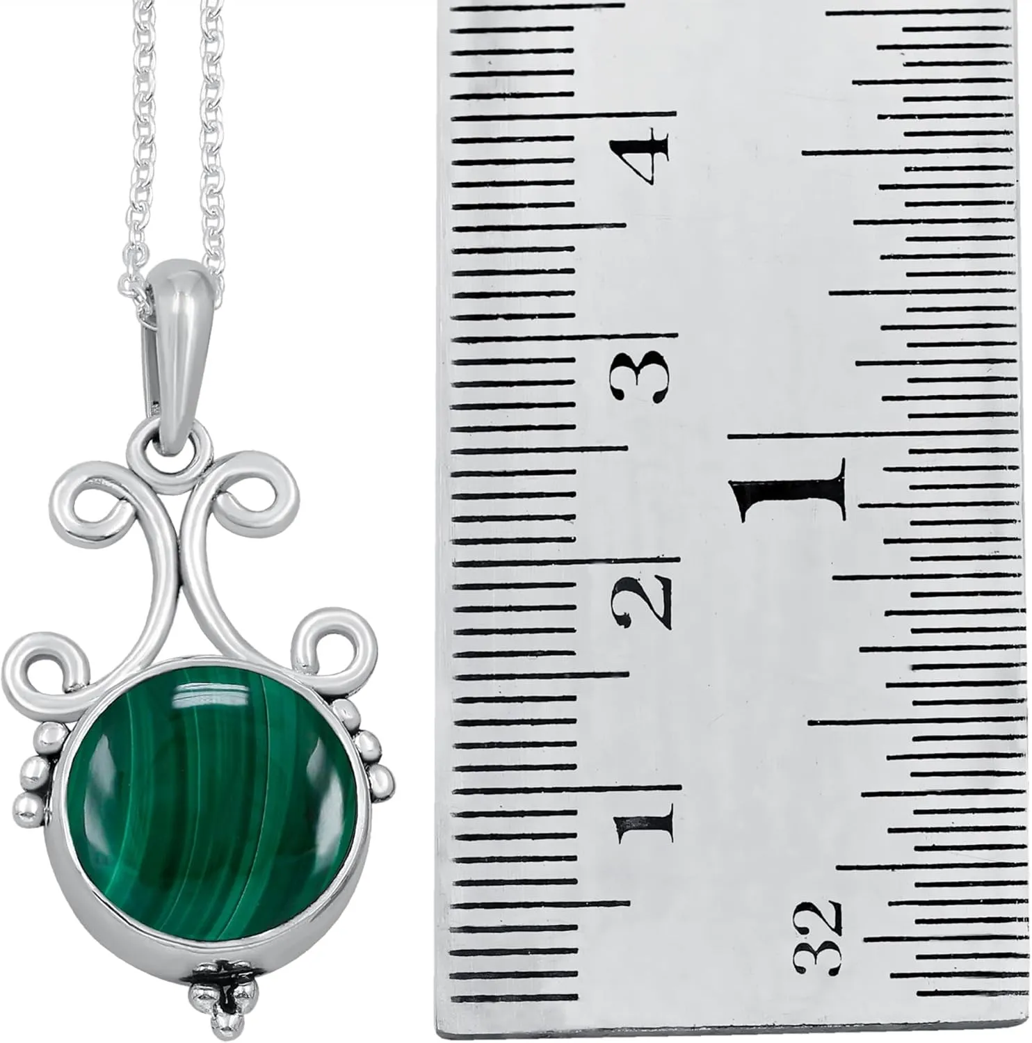 TISHAVI Natural Round Shaped Semi Precious Gemstone Pendant Necklace For Women With 18Inch Chain, Sterling Silver Birthstone Pendant Necklace Jewelry Women's Day Gifts For Mom Wife Sister