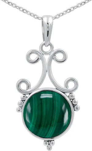 TISHAVI Natural Round Shaped Semi Precious Gemstone Pendant Necklace For Women With 18Inch Chain, Sterling Silver Birthstone Pendant Necklace Jewelry Women's Day Gifts For Mom Wife Sister