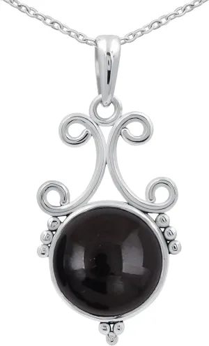 TISHAVI Natural Round Shaped Semi Precious Gemstone Pendant Necklace For Women With 18Inch Chain, Sterling Silver Birthstone Pendant Necklace Jewelry Women's Day Gifts For Mom Wife Sister