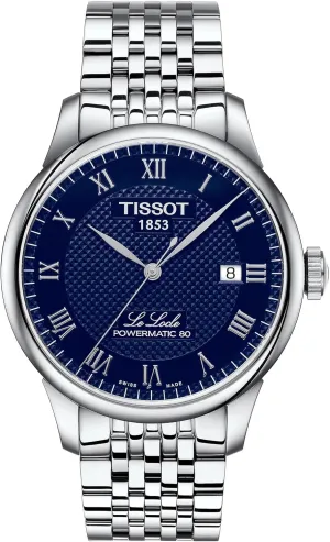 Tissot Mens Le Locle Powermatic 80 316L Stainless Steel case Swiss Automatic Watch, Grey, Stainless Steel, 19 (T0064071104300)