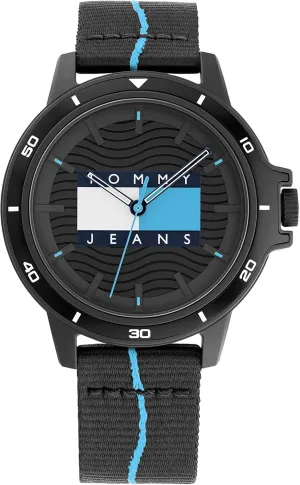Tommy Hilfiger Men's Quartz Plastic & Aluminum and #Tide Ocean Recycled Plastic Nylon Strap Watch, Color: Black (Model: 1791999)