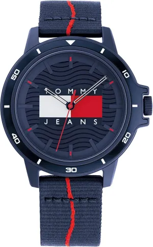Tommy Hilfiger Men's Quartz Plastic & Aluminum and #Tide Ocean Recycled Plastic Nylon Strap Watch, Color: Navy (Model: 1791997)