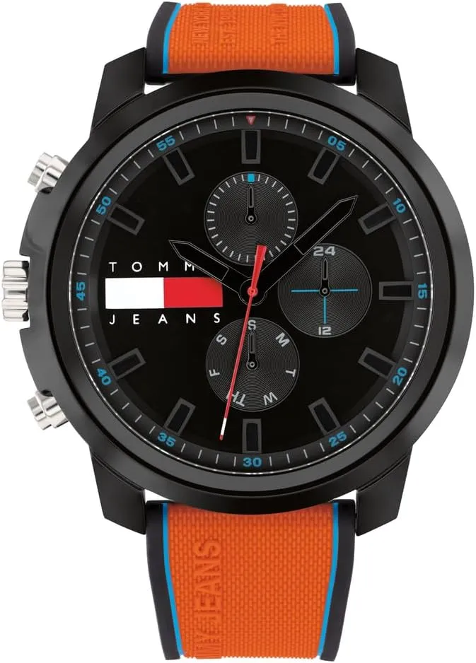 Tommy Jeans Casual Men's Watch - Sporty Silicone Wristwatch - Multifunction Dial for Hour, Date, and Weekday - Water-Resistant up to 5 ATM/50 Meters - Premium Fashion for Everyday Wear - 50mm