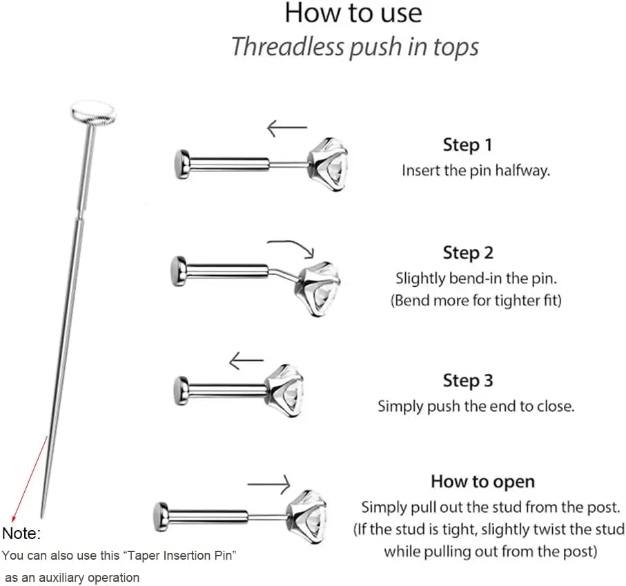 TOPBRIGHT 12Pcs 16G 18G Flat Back Earrings 316L Surgical Steel Threadless Tragus Cartilage Nose Stud Push Pin Lip Stud Rings Medusa Piercing Jewelry Hypoallergenic for Women Men