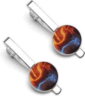 Tornado Thunderstorms 1 Pair Tie Clips Necktie Bar Pinch Clip for Wedding Business