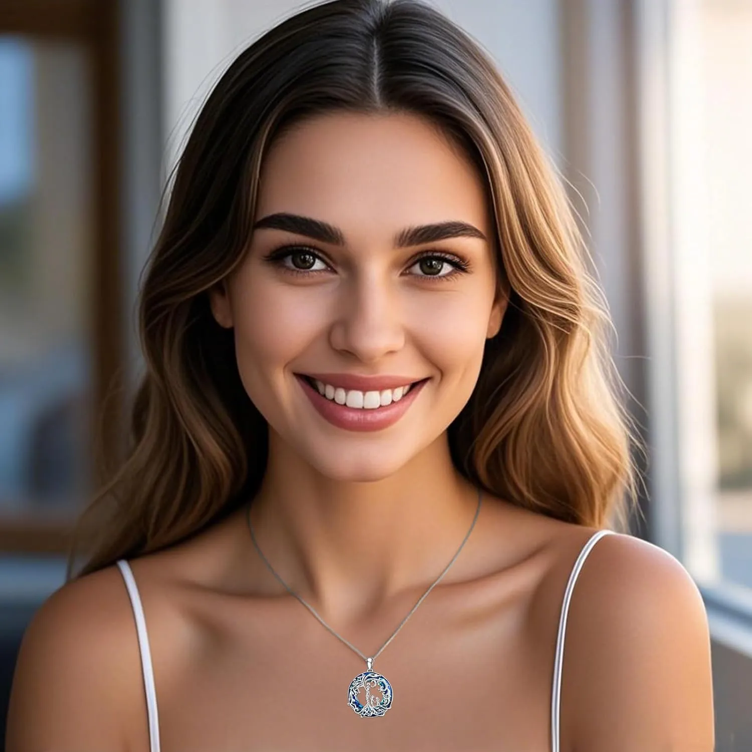 TOUPOP Gifts for Mom, Mothers and Daughter/Son Necklace, 925 Sterling Silver Tree of Life Pendant Family Crystal Jewelry Birthday Christmas Gifts for Women Mother Grandma Wife