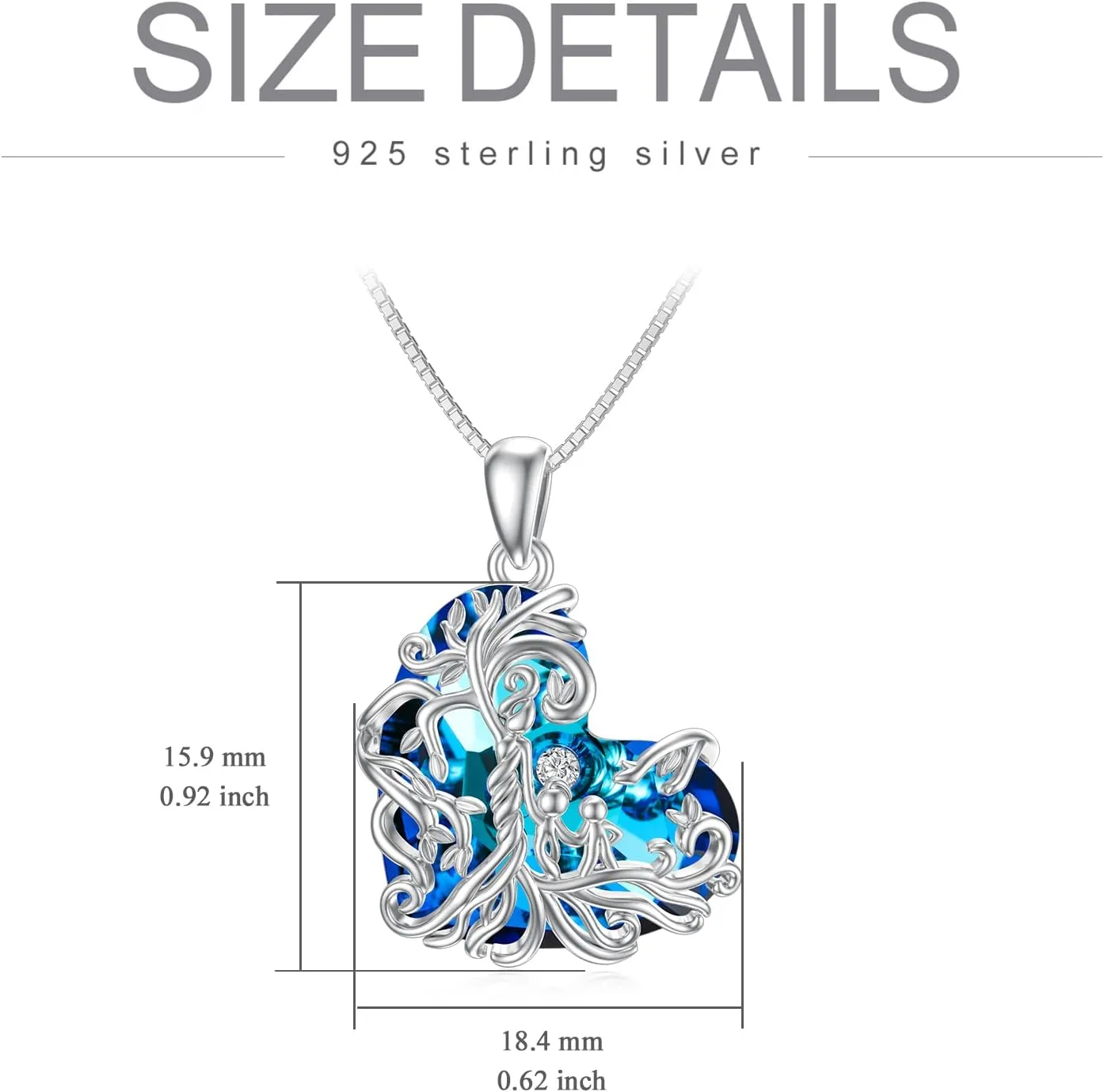 TOUPOP Gifts for Mom, Mothers and Daughter/Son Necklace, 925 Sterling Silver Tree of Life Pendant Family Crystal Jewelry Birthday Christmas Gifts for Women Mother Grandma Wife