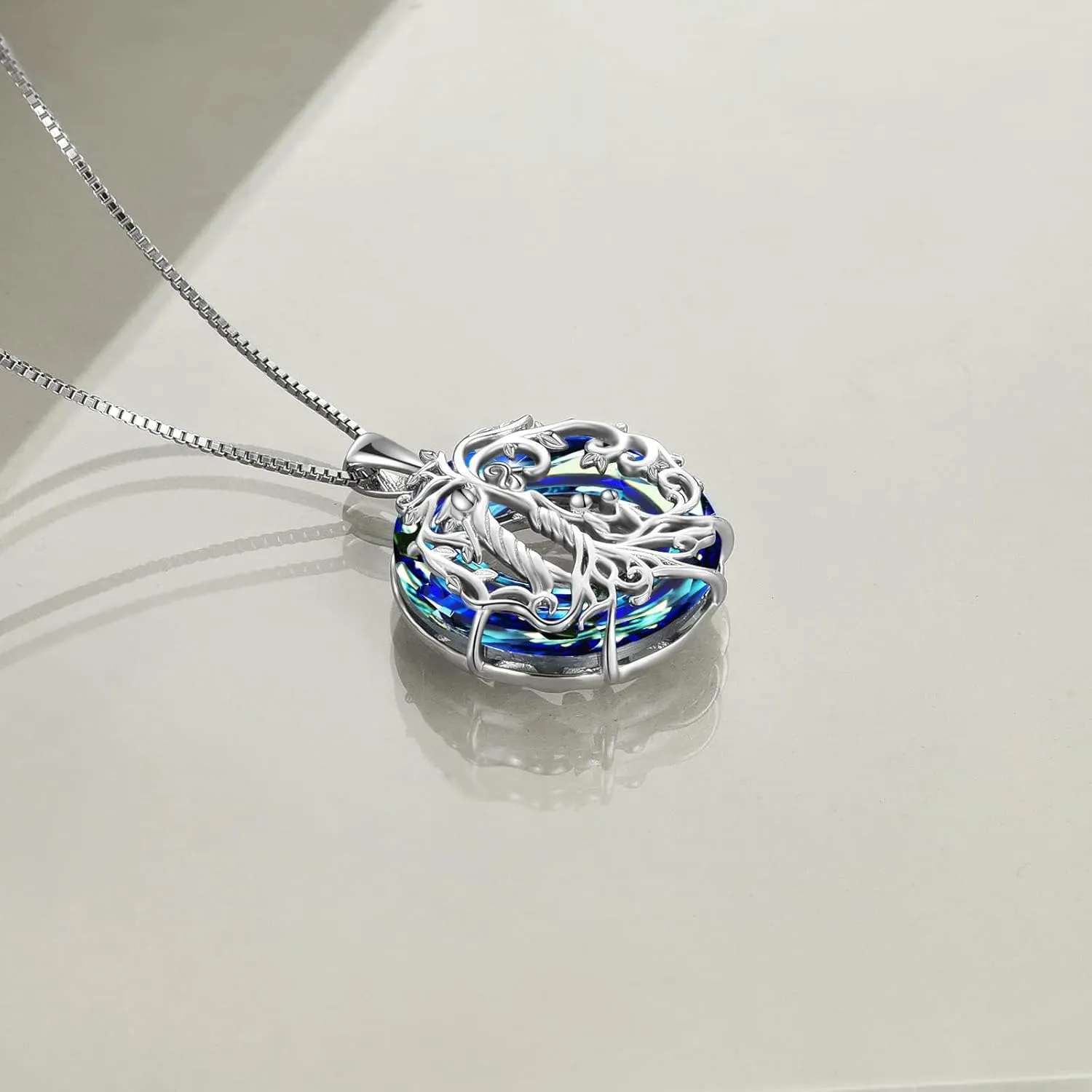 TOUPOP Gifts for Mom, Mothers and Daughter/Son Necklace, 925 Sterling Silver Tree of Life Pendant Family Crystal Jewelry Birthday Christmas Gifts for Women Mother Grandma Wife