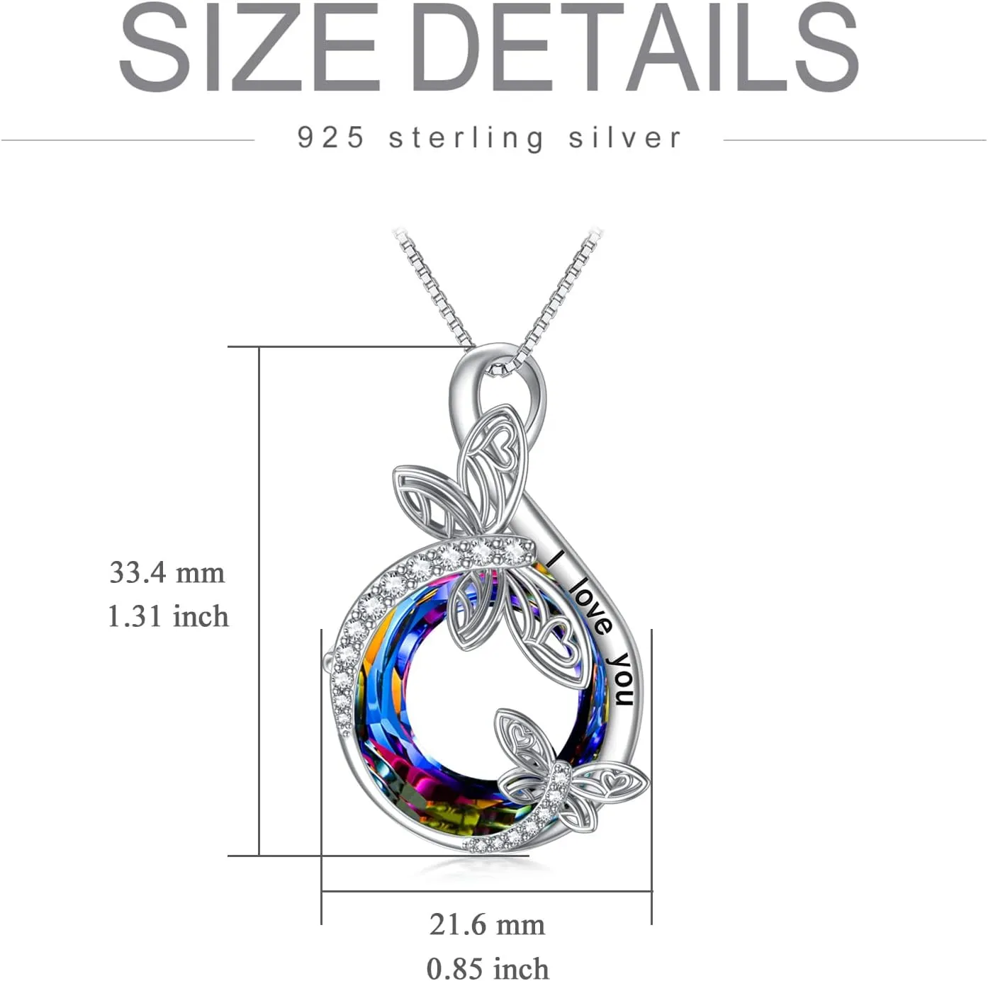 TOUPOP Sterling Silver Dragonfly/Butterfly Pendant Necklace with Crystal Birthday Christmas Jewelry Gifts for Women