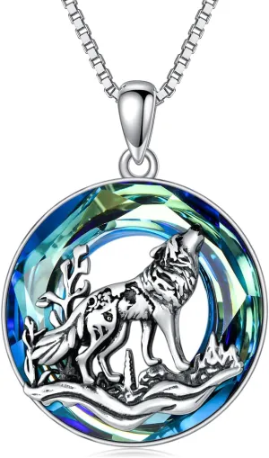 TOUPOP Wolf Gifts for Women Sterling Silver Wolf Necklace Wolf Lovers Jewelry for Men Birthday Christmas