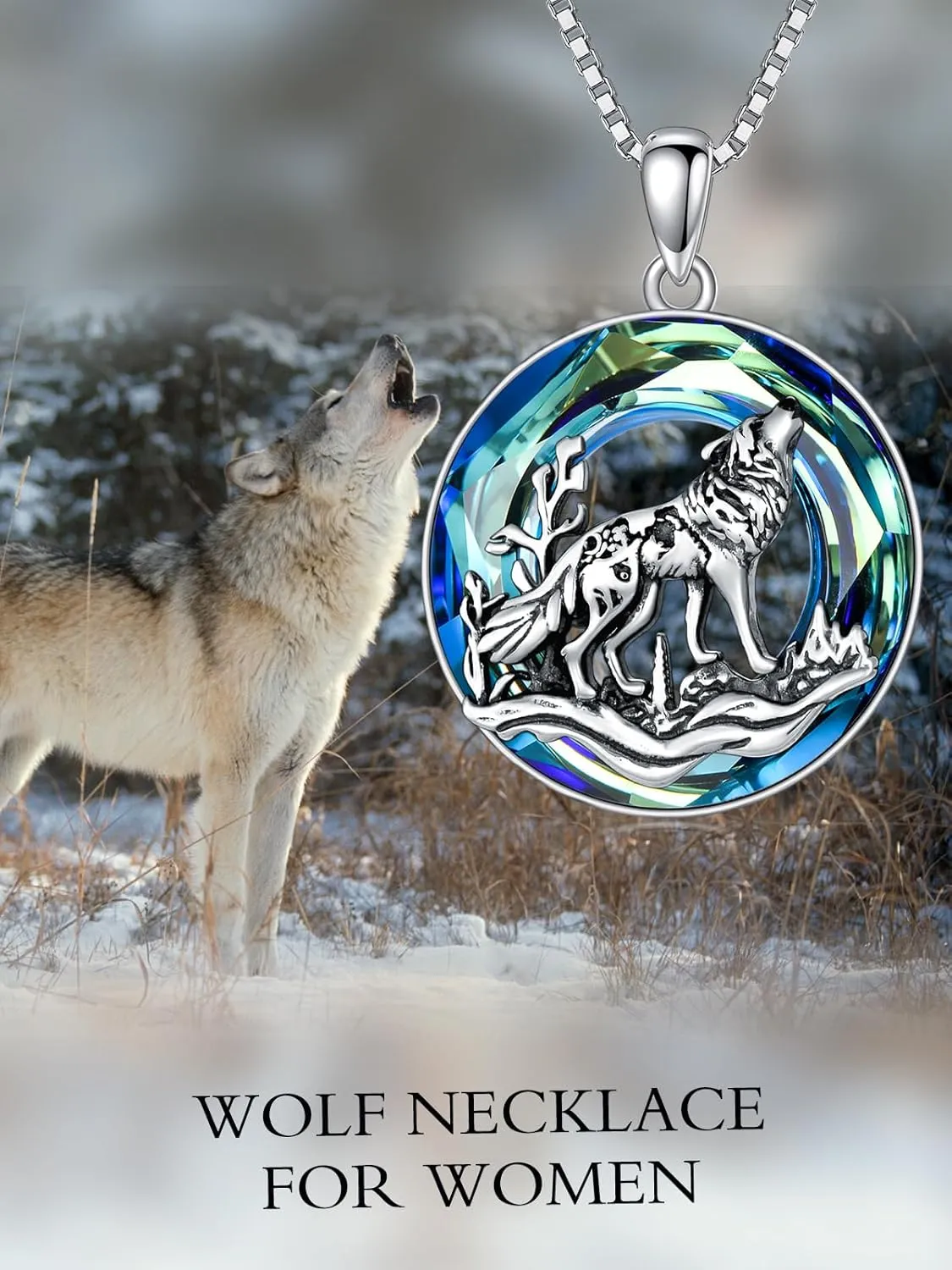 TOUPOP Wolf Gifts for Women Sterling Silver Wolf Necklace Wolf Lovers Jewelry for Men Birthday Christmas