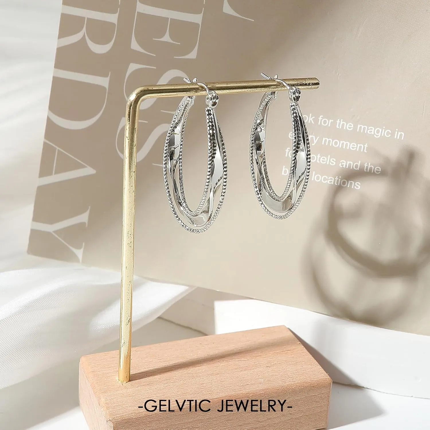 Trendy Statement Earrings for Women Chunky Silver Huggie Hoop Stud Earrings Cubic Zirconia Gold Plated Dainty Simple Large Geometric Triangle Exaggerated Earring Lightweight Minimalist Jewelry for Women Friend
