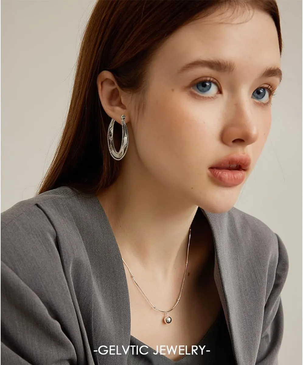 Trendy Statement Earrings for Women Chunky Silver Huggie Hoop Stud Earrings Cubic Zirconia Gold Plated Dainty Simple Large Geometric Triangle Exaggerated Earring Lightweight Minimalist Jewelry for Women Friend