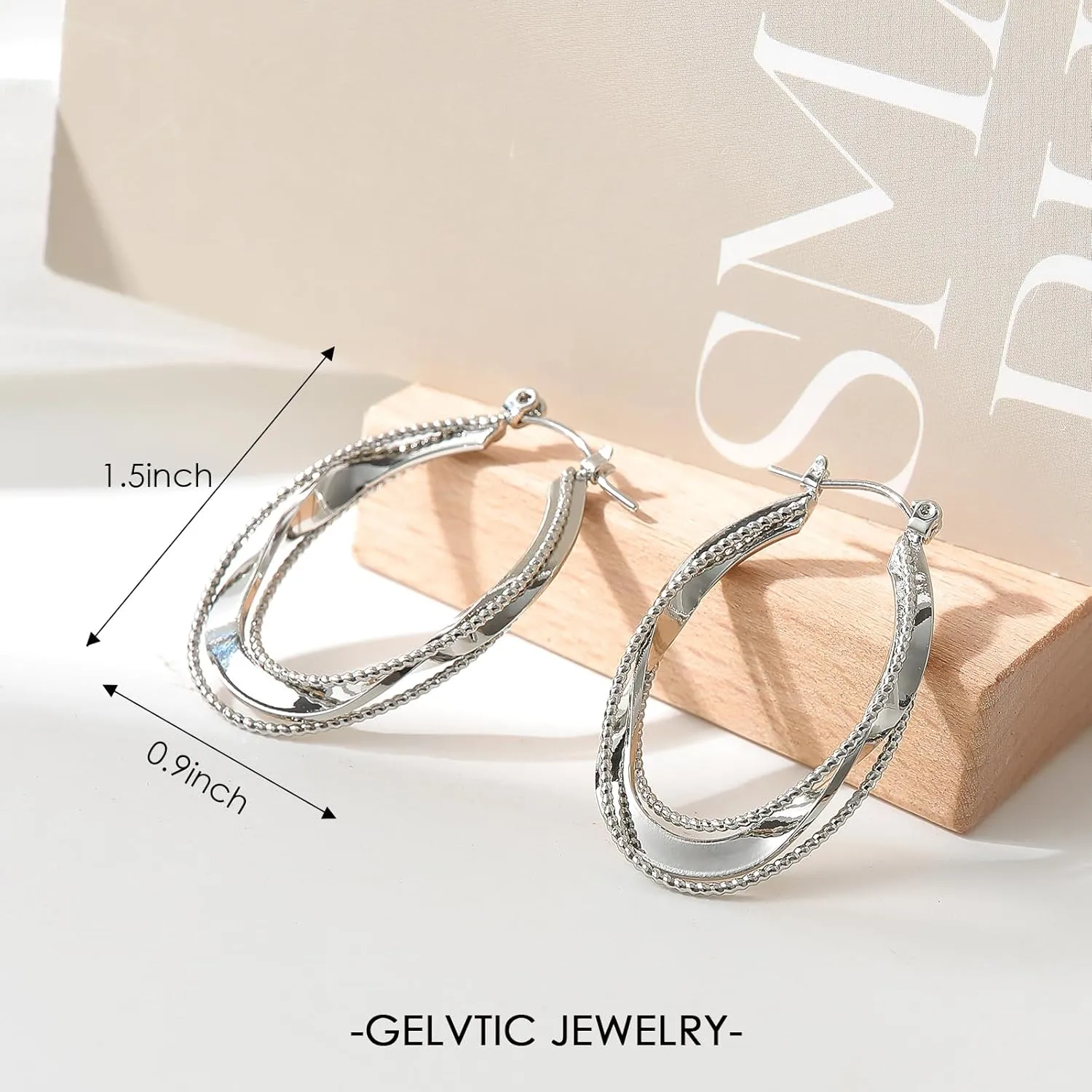 Trendy Statement Earrings for Women Chunky Silver Huggie Hoop Stud Earrings Cubic Zirconia Gold Plated Dainty Simple Large Geometric Triangle Exaggerated Earring Lightweight Minimalist Jewelry for Women Friend