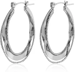 Trendy Statement Earrings for Women Chunky Silver Huggie Hoop Stud Earrings Cubic Zirconia Gold Plated Dainty Simple Large Geometric Triangle Exaggerated Earring Lightweight Minimalist Jewelry for Women Friend