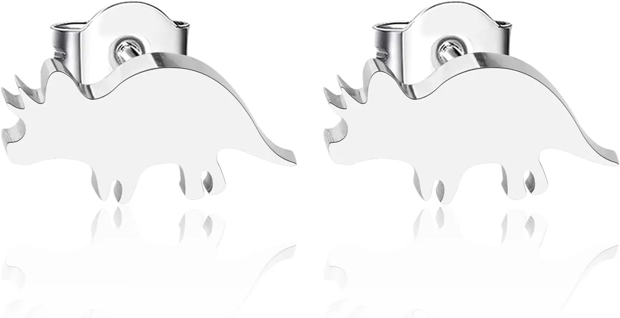 Triceratops Stud Earrings for Women Dinosaur Jewelry Triceratops Lover Gift Animal Lover Gift