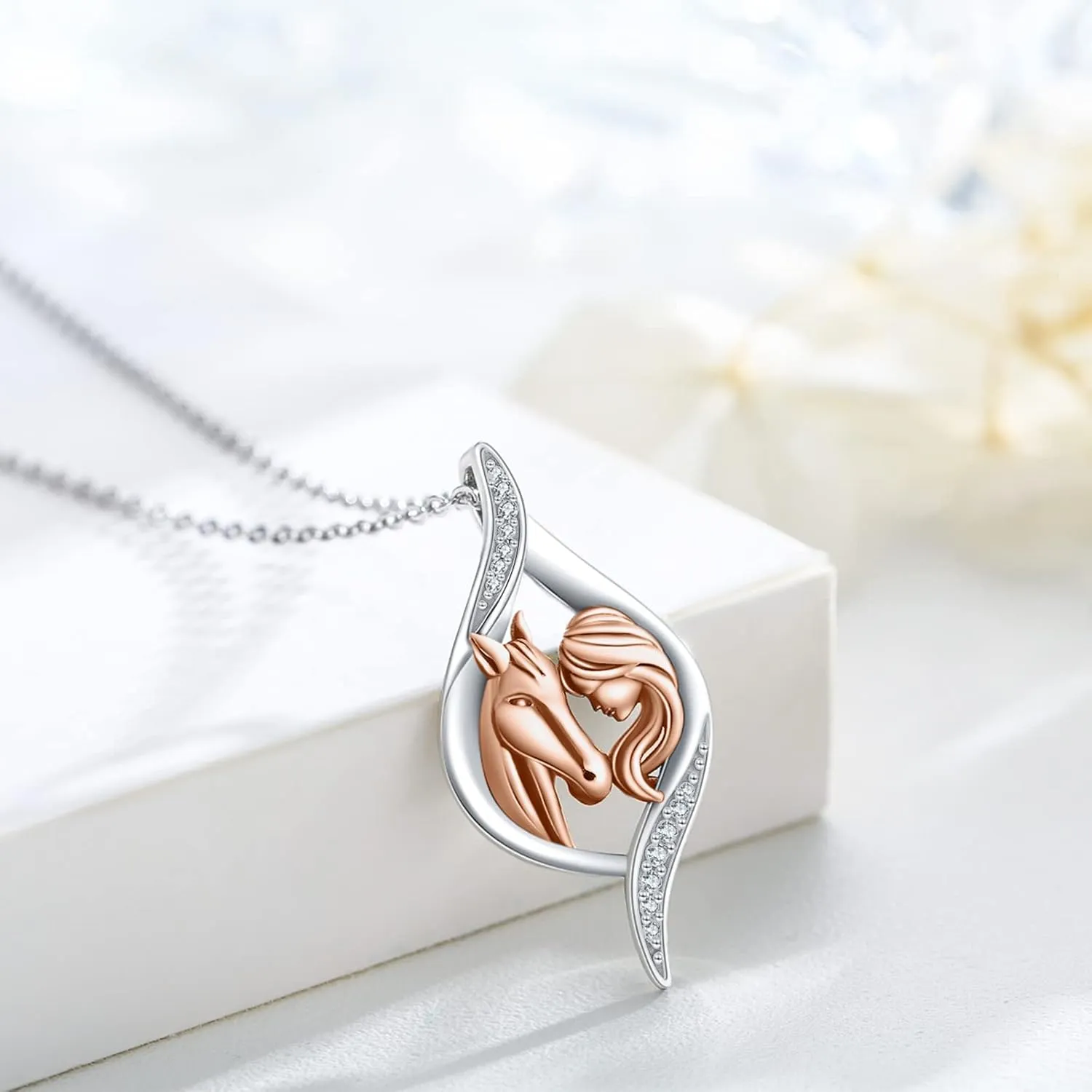 TRISHULA Horse Necklace for Women, Graduation Gift 925 Sterling Silver Girls with Horse Oxidation Pendant Horse Jewelry Gift for Mom Daughter Christmas Birthday
