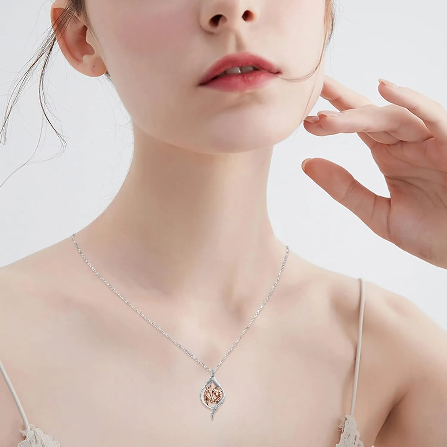 TRISHULA Horse Necklace for Women, Graduation Gift 925 Sterling Silver Girls with Horse Oxidation Pendant Horse Jewelry Gift for Mom Daughter Christmas Birthday