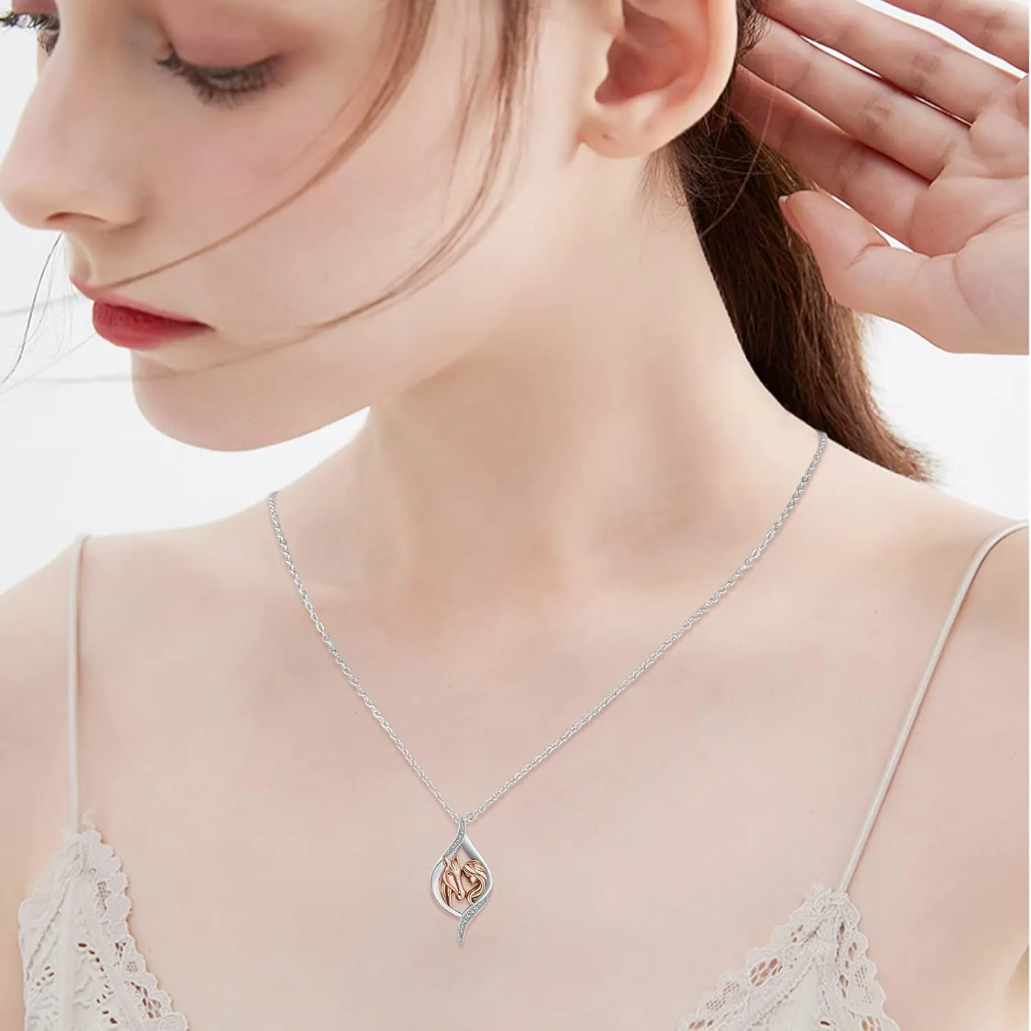 TRISHULA Horse Necklace for Women, Graduation Gift 925 Sterling Silver Girls with Horse Oxidation Pendant Horse Jewelry Gift for Mom Daughter Christmas Birthday