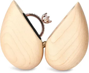 True Love Eternal Wooden Heart Shaped Ring Case for Wedding & Proposal