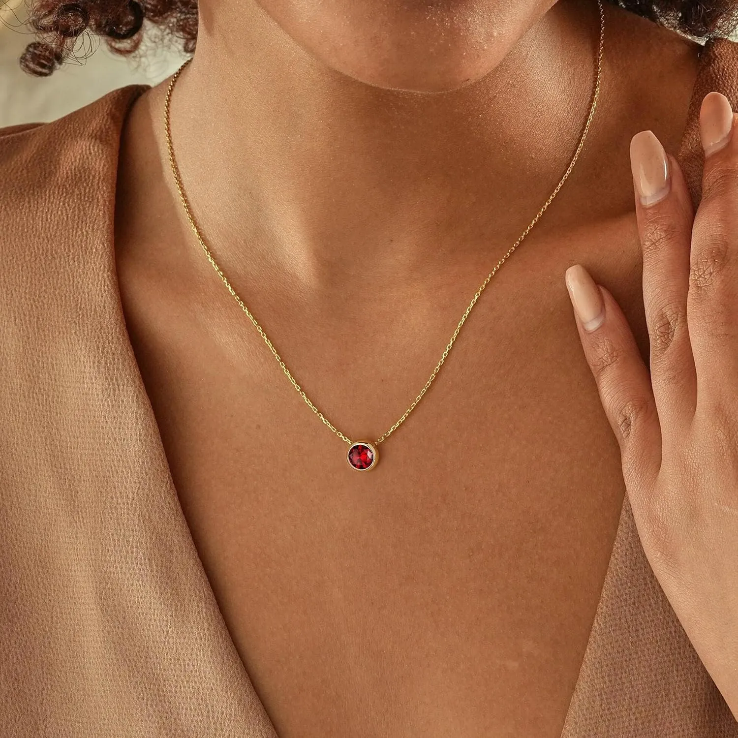 Turandoss Birthstone Necklace for Women, Dainty 14K Gold Plated Red Blue Green Diamond Emerald Birthstone Necklace 12 Month Birthstone Jewelry Birthday Gifts for Women Teen Girls