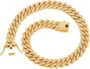 UILZ Mens Cuban Link Chain 18k Gold Silver Miami Cuban Necklace Cuban Chain 18/20/24inch Bling Diamond Iced Out Hip Hop Jewelry for Women