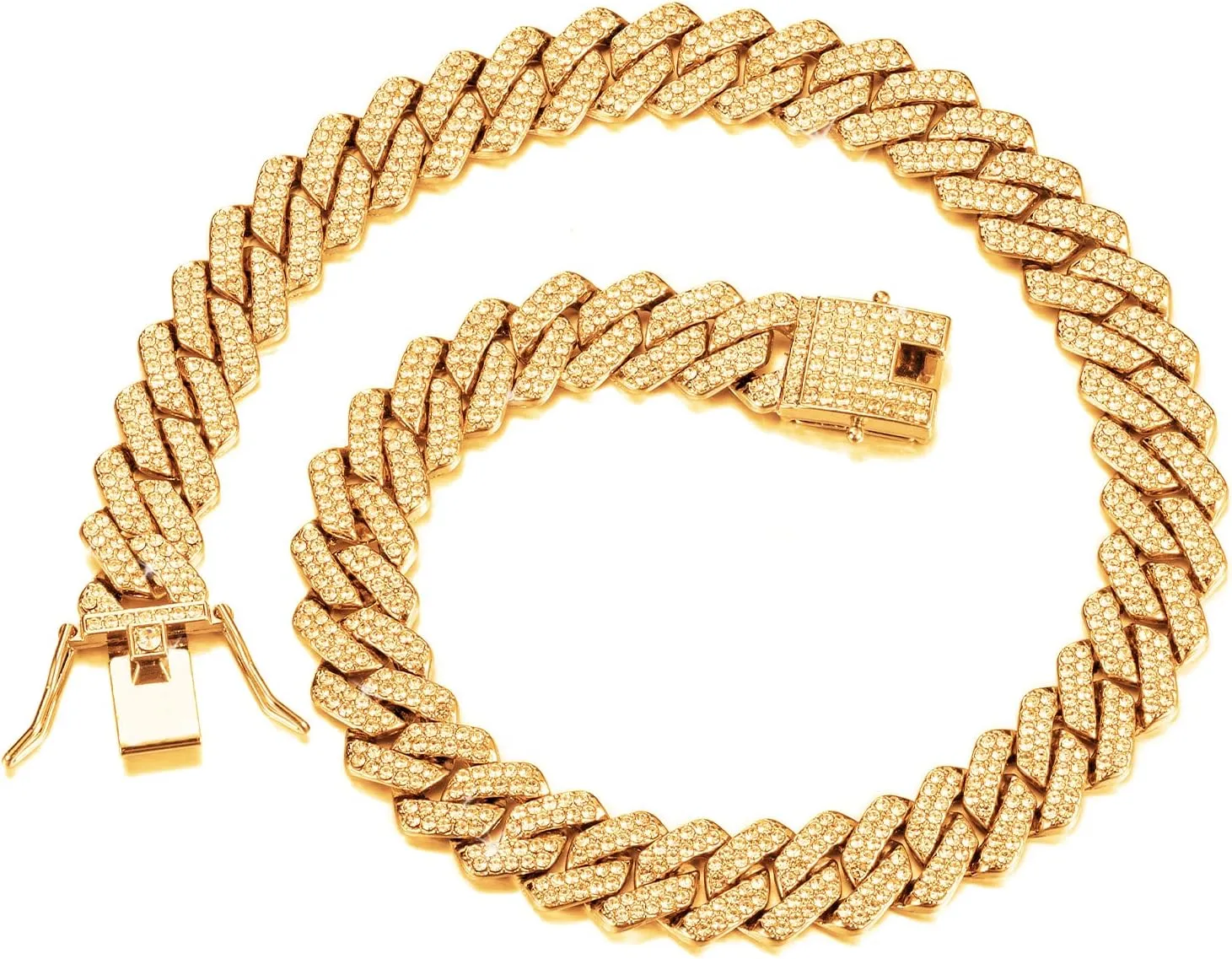 UILZ Mens Cuban Link Chain 18k Gold Silver Miami Cuban Necklace Cuban Chain 18/20/24inch Bling Diamond Iced Out Hip Hop Jewelry for Women