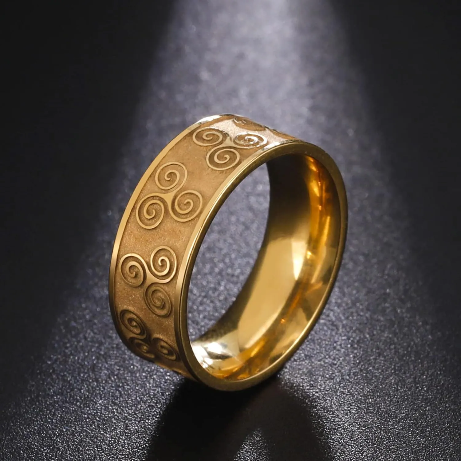 UNIFT Viking Celtic Triskele Ring for Men Women Stainless Steel Elegant Vintage Celtic Triskelion Triple Spiral Symbol Nordic Amulet Jewelry