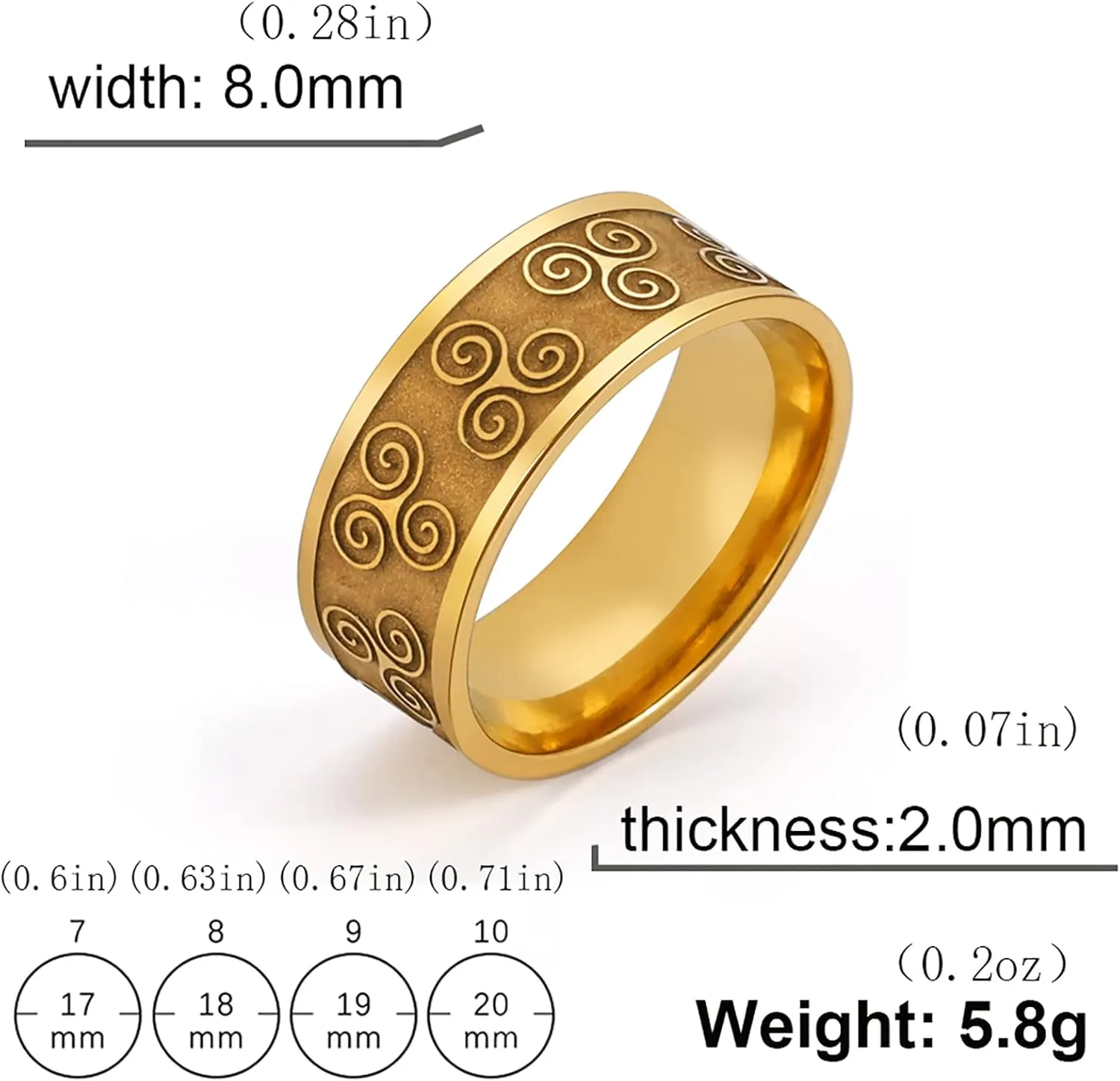 UNIFT Viking Celtic Triskele Ring for Men Women Stainless Steel Elegant Vintage Celtic Triskelion Triple Spiral Symbol Nordic Amulet Jewelry