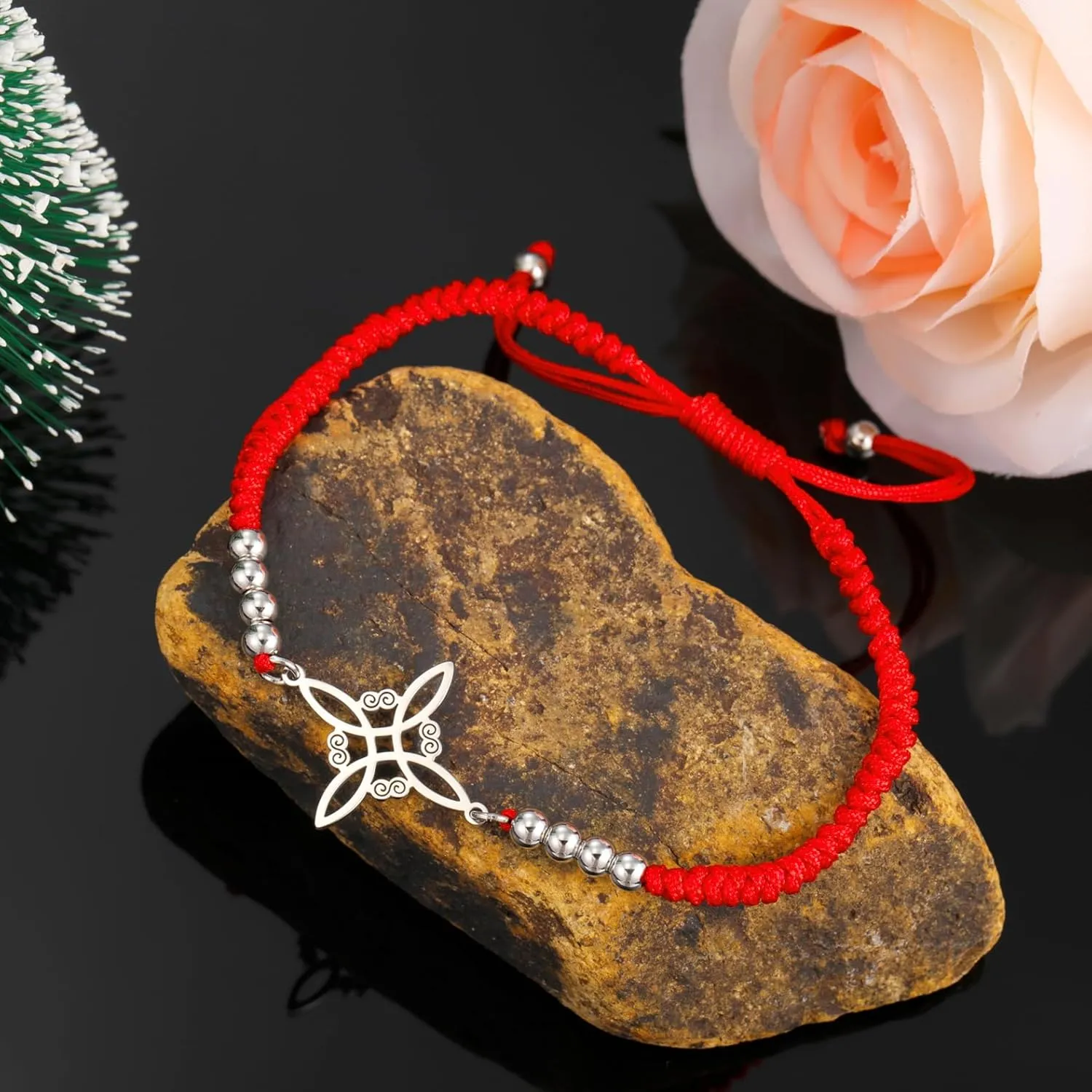 UNIFT Witches Knot Bracelet For Women Men Stainless Steel Magic Witchcraft Witch's Knot With a Bead Colorful Weave Adjustable Wiccan Jewelry