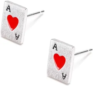Unique Poker Stud Earrings for Women Girls Men Sterling Silver Hypoallergenic Tiny Small Cartilage Tragus Lucky Post Party Jewelry Gifts Friends Lovers Couples Croupiers