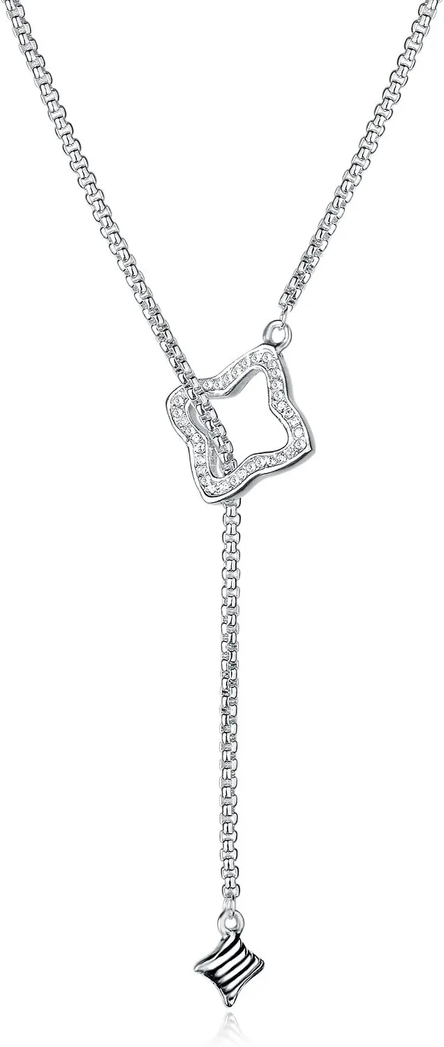 UNY JEWELStyle Designer Inspired Trendy Elegant Vintage Retro Unique Pave Stone David Fahsion style Box Chain Women Long Necklace