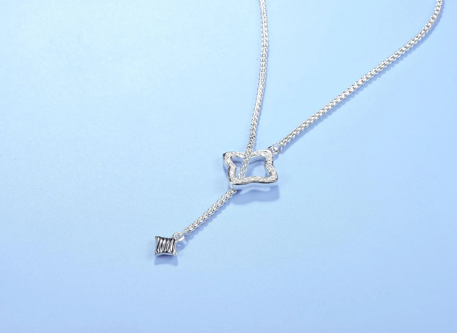 UNY JEWELStyle Designer Inspired Trendy Elegant Vintage Retro Unique Pave Stone David Fahsion style Box Chain Women Long Necklace
