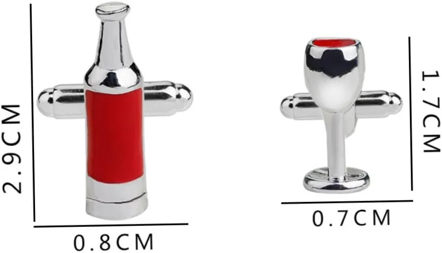 VALICLUD Wine Bottle and Glass Cufflinks Wine Glasses Bracelet Goth Tie Clips for Men Necklace Woman Jewelry