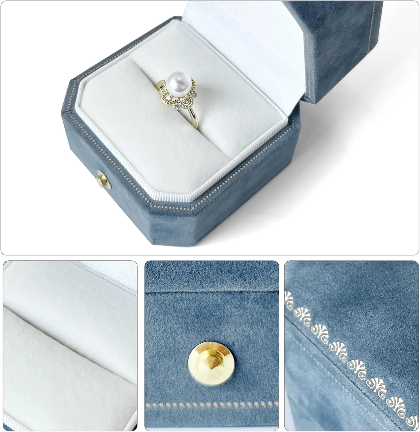 Velvet Ring Box for Proposal,Tiffany Blue, Lake Blue,Dusty Blue, for Wedding Day,Sturdy Earring Box,Jewelry Box Engagement,Gift Boxes, Ideal for Brides, Valentine's Day Gift