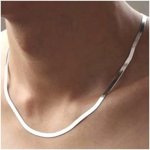 Verona Jewelers Sterling Silver 3.3MM Flexible Flat Herringbone Chain Necklace Men Women 16, 18, 20, 22, 24 Inch 925 Made in Italy