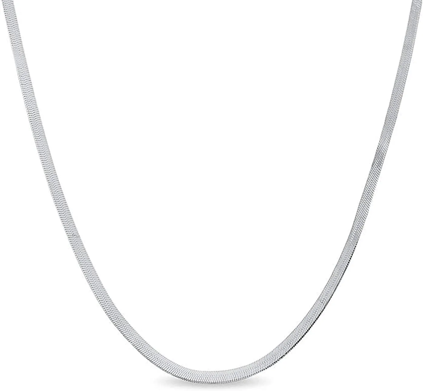 Verona Jewelers Sterling Silver 3.3MM Flexible Flat Herringbone Chain Necklace Men Women 16, 18, 20, 22, 24 Inch 925 Made in Italy