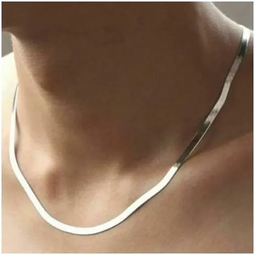 Verona Jewelers Sterling Silver 4.5MM Flexible Flat Herringbone Chain Necklace Men Women 16, 18, 20, 22, 24 Inch 925 Made in Italy