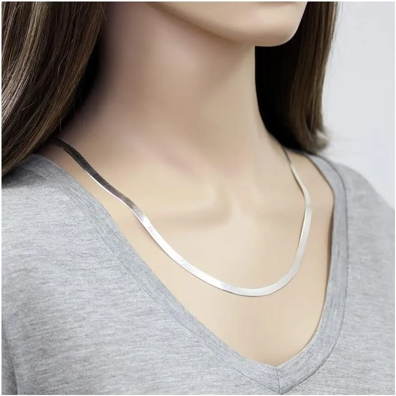 Verona Jewelers Sterling Silver 4.5MM Flexible Flat Herringbone Chain Necklace Men Women 16, 18, 20, 22, 24 Inch 925 Made in Italy