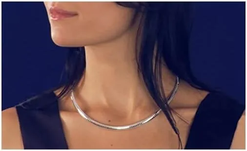 Verona Jewelers Sterling Silver Flexible Italian Flat Omega Chain Necklace for Women- 2MM 3MM Cubetto Italy Wire Chain 16 18 20
