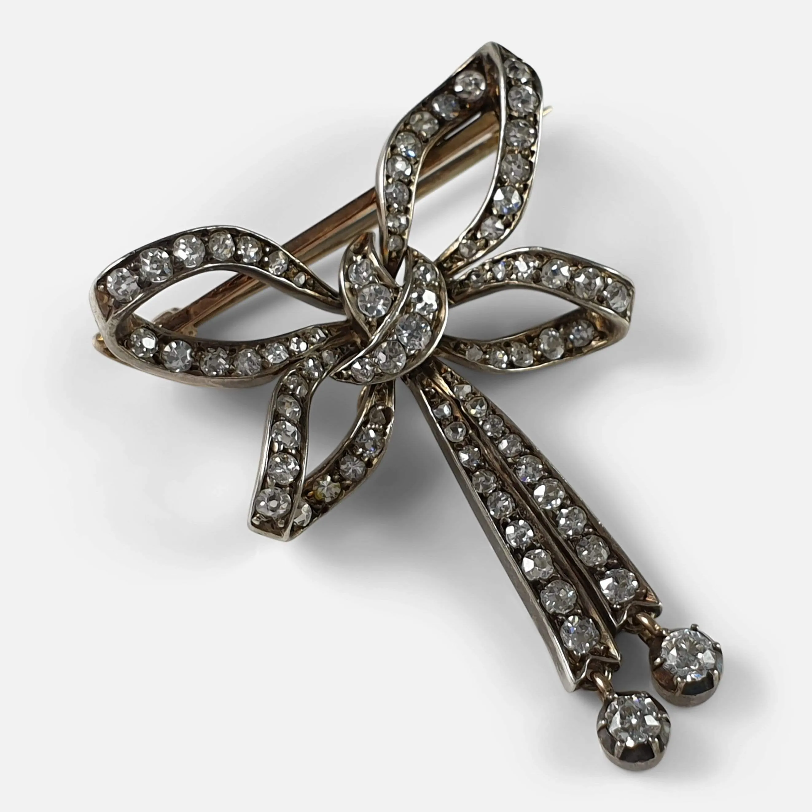 Victorian Diamond Bow Brooch - Circa 1900