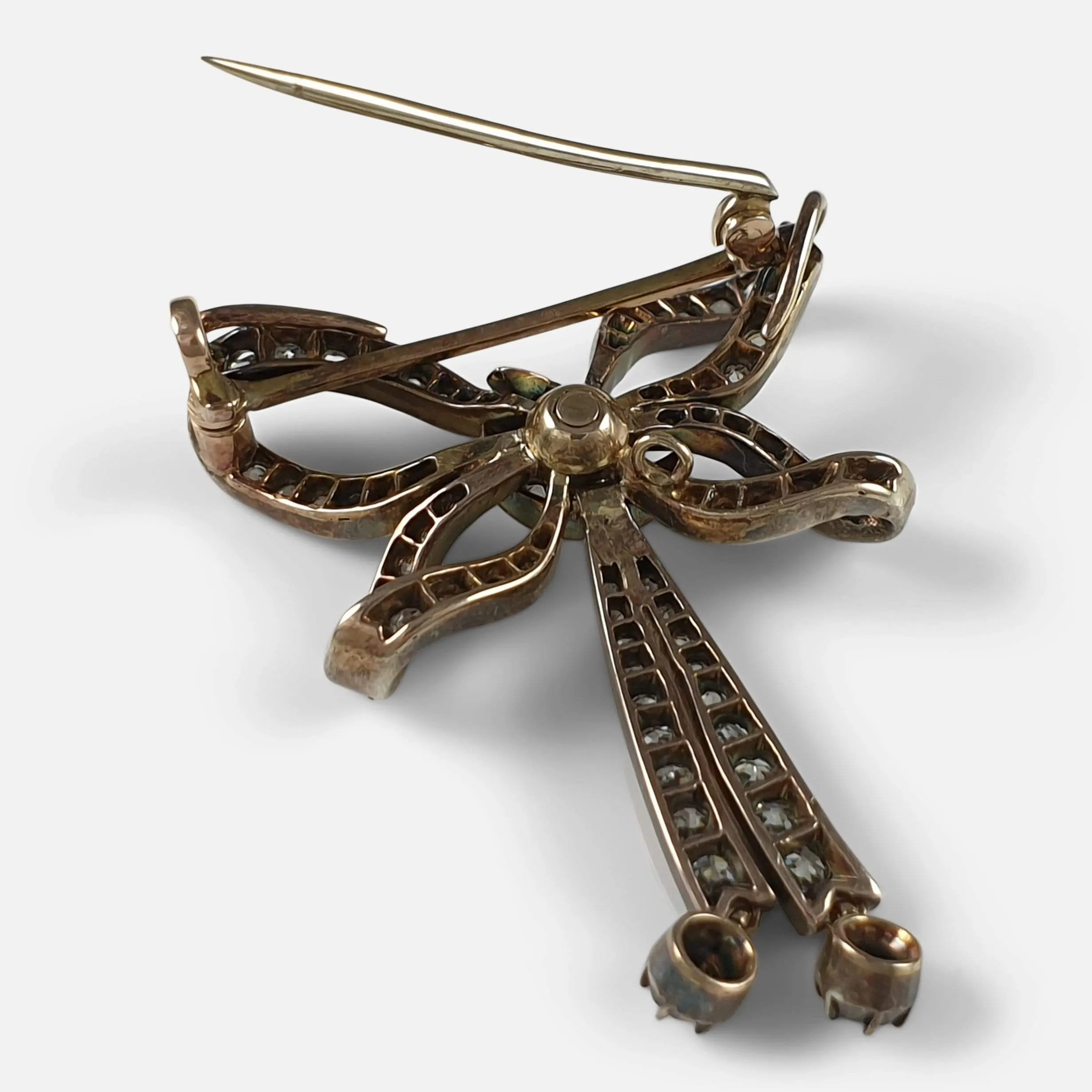 Victorian Diamond Bow Brooch - Circa 1900
