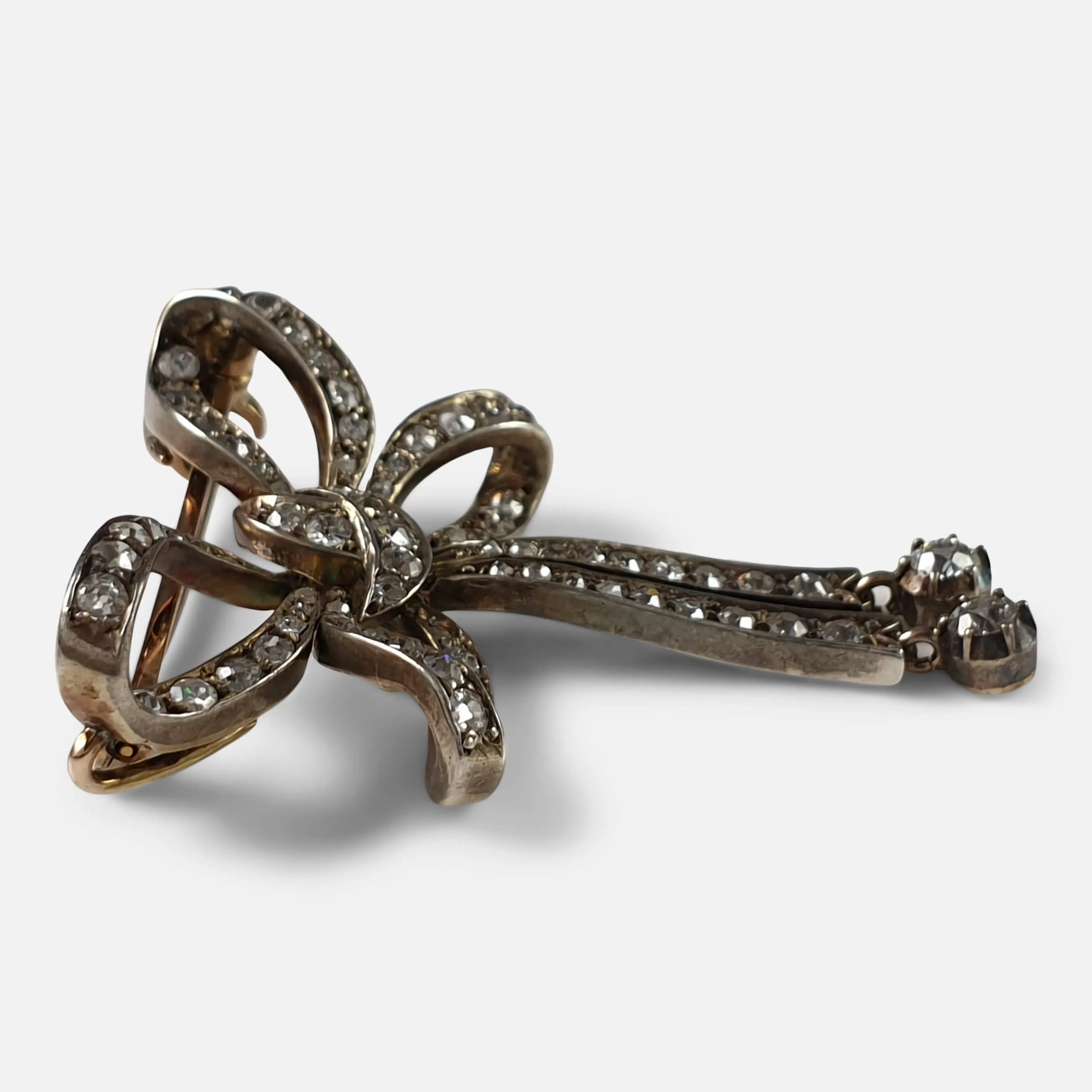 Victorian Diamond Bow Brooch - Circa 1900