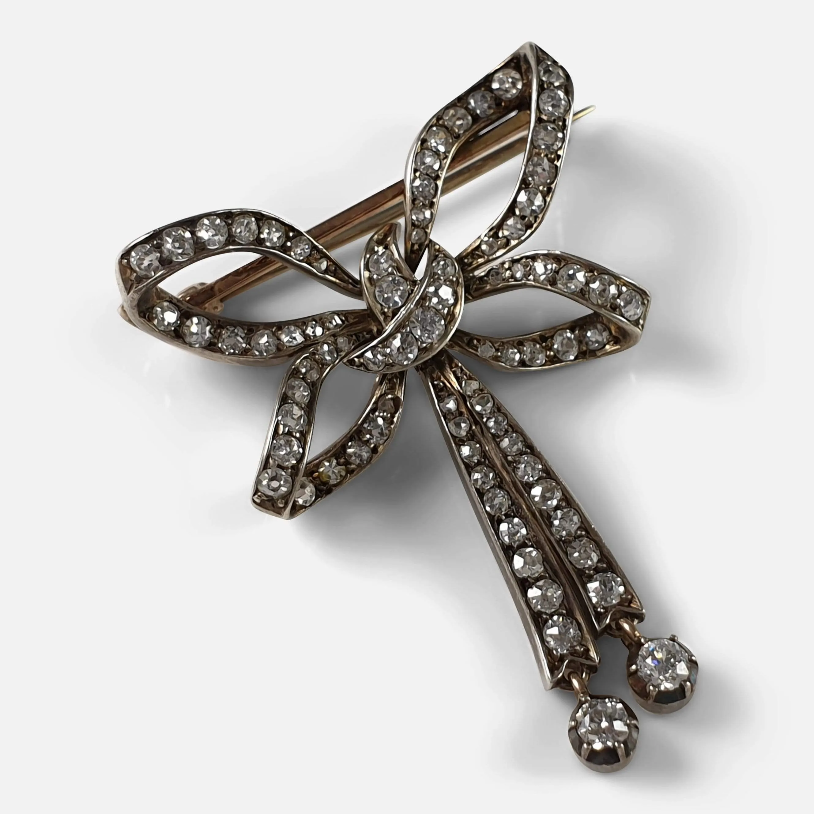 Victorian Diamond Bow Brooch - Circa 1900