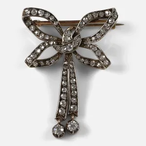 Victorian Diamond Bow Brooch - Circa 1900