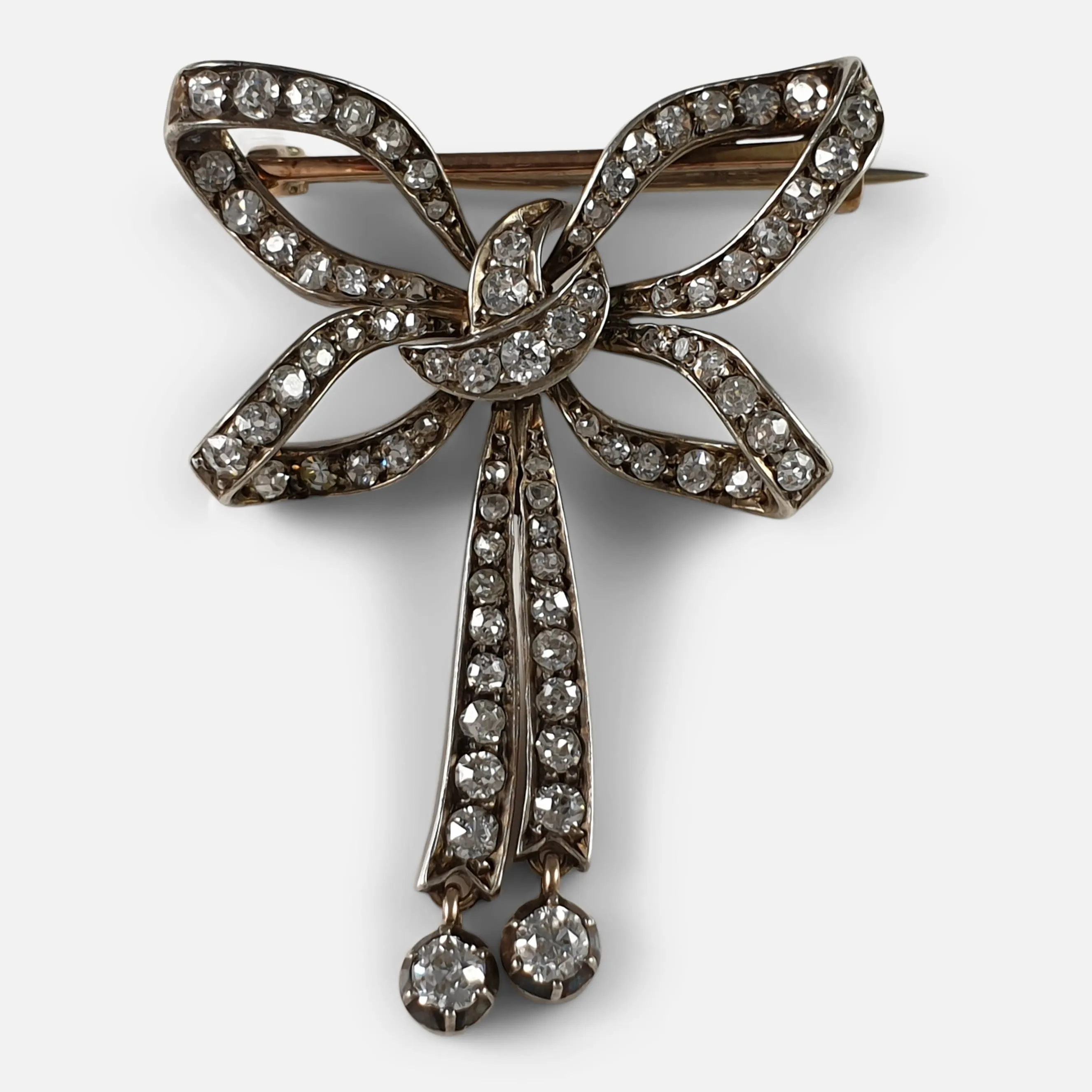 Victorian Diamond Bow Brooch - Circa 1900